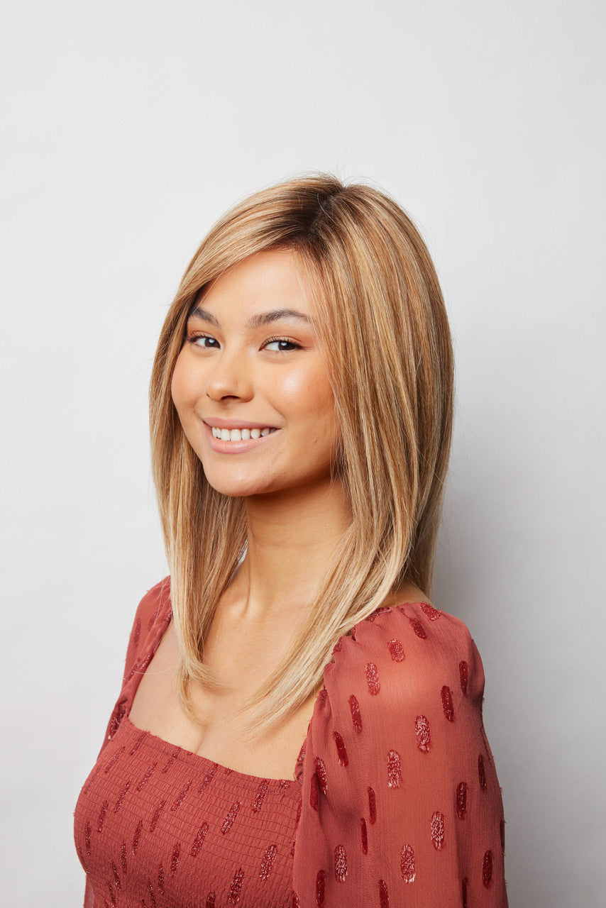 Thea | Amore Wigs | Monotop | Lace Front Remy Human Hair | Front View | Hazelnut cream