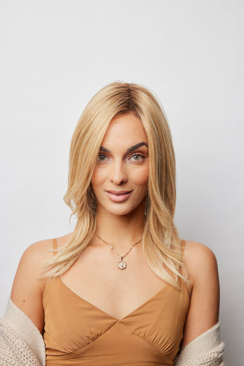 Thea | Amore Wigs | Monotop | Lace Front Remy Human Hair | Front View | moonlight blonde