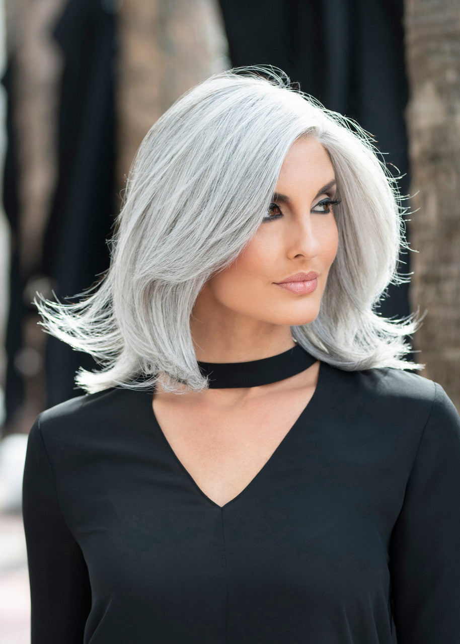 Zoey - Envy Wigs side cap view medium Gray 5