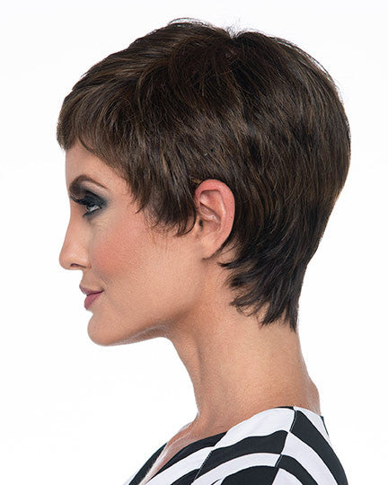 Fiona - Envy Wigs - Side view - Dark Brown