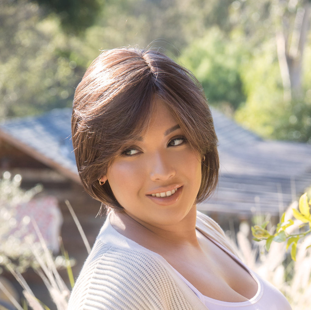 Tate | Amore Wigs | Lace Front Monotop | front view 1 Color: Auburn sugar